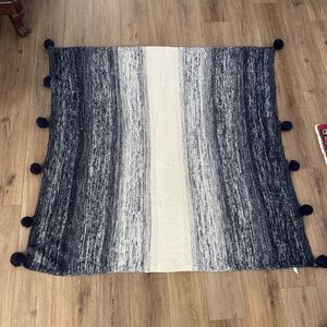Blue and White Knit Blanket